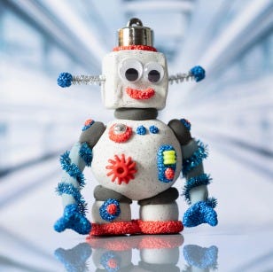 Collagenbild – Roboter aus Steinton