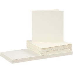 Karten &amp; Kuverts, Kartengröße 15x15 cm, Umschlaggröße 16x16 cm, 110+220 g, Naturweiß, 50 Set/ 1 Pck