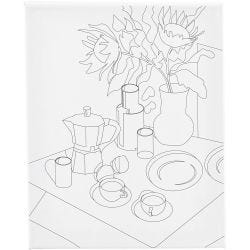 Mal-Leinwand mit Aufdruck, Frühstückstisch, T 1,6 cm, Größe 24x30 cm, 360 g, 1 Stk