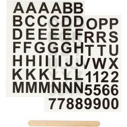 Rub-on Stickers, Buchstaben &amp; Zahlen, H 17 mm, B 17 mm, Blatt 12,2x15,3 cm, Schwarz, 1 Pck