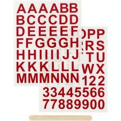 Rub-on Stickers, Buchstaben & Zahlen, H 17 mm, B 17 mm, Blatt 12,2x15,3 cm, Rot, 1 Pck