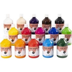 Acrylfarbe Glänzend, Sortierte Farben, 15x500 ml/ 1 Pck