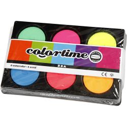 Wasserfarben, H 16 mm, D 44 mm, Neonfarben, 1 Pck