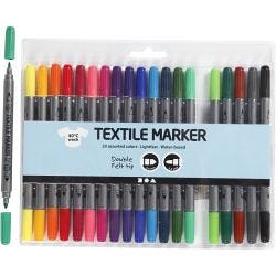 Textil-Marker, Strichstärke 2,3+3,6 mm, Standard-Farben, 20Stk/ 1 Pck