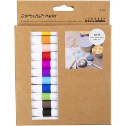 Kreativ Multi Marker , Strichstärke 4 mm, Sortierte Farben, 12 Stk/ 1 Pck
