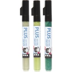 Plus Color Marker, L 14,5 cm, Strichstärke 1-2 mm, Dunkelgrün, Eukalyptus, Laubgrün, 5,5 ml, 3 Stk/ 1 Pck