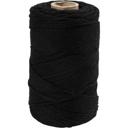 Macramé-Kordel, L 198 M, D 2 mm, Schwarz, 330 g/ 1 Rolle