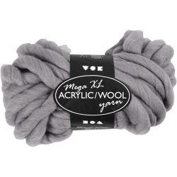XL-Chunky-Garn aus Polyacryl/Wolle, L 15 M, Größe mega, Grau, 300 g/ 1 Knäuel
