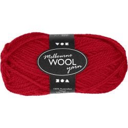 Melbourne Wool Yarn, 92 M, Rot, 50g/ 1 Knäuel