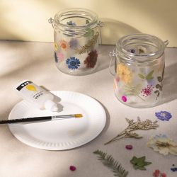 Gepresste Blüten und Blätter