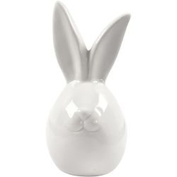 Hase, H 11,4 cm, D 5,5 cm, Weiß, 12 Stk/ 1 Pck