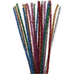 Chenilledraht, L 30 cm, Dicke 6 mm, Glitter, Kräftige Farben, 24 sort./ 1 Pck