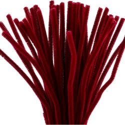 Chenilledraht, L 30 cm, Dicke 6 mm, Dunkelrot, 50 Stk/ 1 Pck
