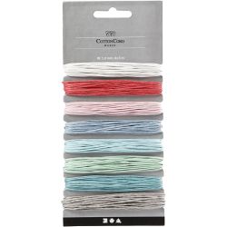 Baumwollband, Dicke 1 mm, Pastellfarben, 8x5 m/ 1 Pck