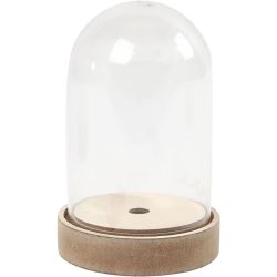 Plastikglas Glocke auf Holzfuß