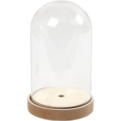 Plastikglas Glocke auf Holzfuß