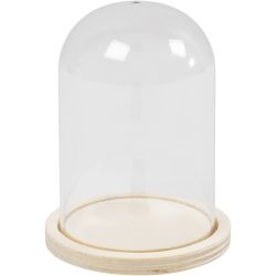 Plastikglas Glocke auf Holzfuß