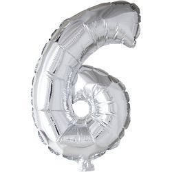 Folienballon, 6, 41 cm, Silber, 1 Stk