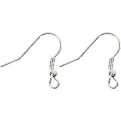 Ohrring-Haken, L 18 mm, Silber, 10 Stk/ 1 Pck