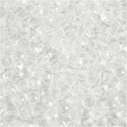 Glasschliffperlen, Gr&ouml;&szlig;e 3x4 mm, Lochgr&ouml;&szlig;e 0,8 mm, Kristall, 100 Stk/ 1 Pck