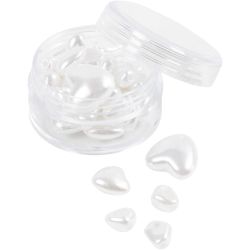 Wachsperlen, Herzen, D 7-13 mm, Lochgröße 1,3-1,5 mm, Perlmutt, 32 Stk/ 1 Pck