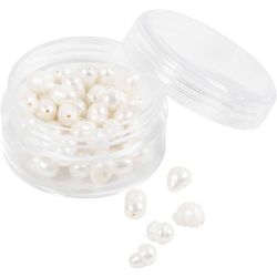 Süßwasserperlen, Quer perforiert, D 4-6 mm, Lochgröße 1 mm, Perlmutt, 55 Stk/ 1 Pck