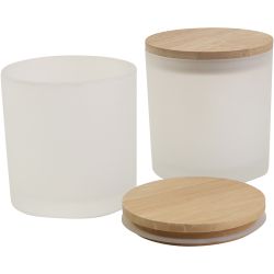 Glasgefäße mit Holzdeckel