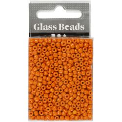 Rocailles-Perlen, D 3 mm, Gr&ouml;&szlig;e 8/0, Lochgr&ouml;&szlig;e 0,6-1,0 mm, Orange, 25 g/ 1 Pck
