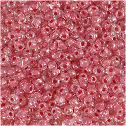 Rocailleperlen, D 3 mm, Größe 8/0, Lochgröße 0,6-1,0 mm, Kristall mit farbein, 25 g/ 1 Pck