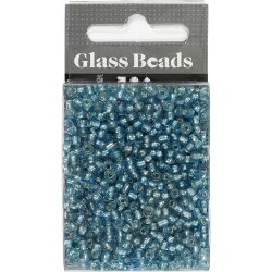 Rocailles-Perlen, D 3 mm, Gr&ouml;&szlig;e 8/0, Lochgr&ouml;&szlig;e 0,6-1,0 mm, T&uuml;rkis transparent, 25 g/ 1 Pck
