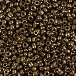 Rocailleperlen, D 3 mm, Größe 8/0, Lochgröße 0,6-1,0 mm, Bronze, 25 g/ 1 Pck