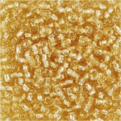 Rocailleperlen, D 3 mm, Größe 8/0, Lochgröße 0,6-1,0 mm, Gold, 25 g/ 1 Pck