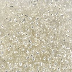 Rocailleperlen, D 3 mm, Größe 8/0, Lochgröße 0,6-1,0 mm, Silber, 25 g/ 1 Pck