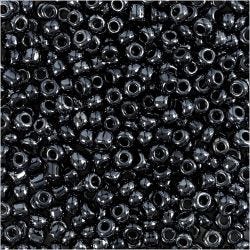 Rocailleperlen, D 3 mm, Größe 8/0, Lochgröße 0,6-1,0 mm, Schwarz metallic, 25 g/ 1 Pck