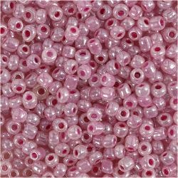 Rocailleperlen, D 3 mm, Größe 8/0, Lochgröße 0,6-1,0 mm, Pink, 25 g/ 1 Pck