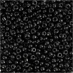 Rocailleperlen, D 3 mm, Größe 8/0, Lochgröße 0,6-1,0 mm, Schwarz, 25 g/ 1 Pck