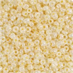 Rocailleperlen, D 3 mm, Größe 8/0, Lochgröße 0,6-1,0 mm, Elfenbein, 25 g/ 1 Pck