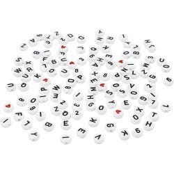 Buchstaben-Perlen, Größe 7 mm, Lochgröße 1,2 mm, Weiß, 25 g/ 1 Pck