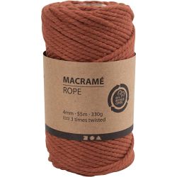 Makram&eacute;e-Kordel, L 55 M, D 4 mm, Orange gebrannt, 330 g/ 1 Rolle