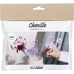 Mini Kreativ Set Blumen aus Pfeifenreiniger, Spinnenlilie, Rosa mattiert, Helllila, Dunkelrot, 1 Pck