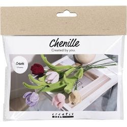 Mini Kreativ Set Blumen aus Pfeifenreiniger, Tulpen, Sortierte Farben, 1 Pck