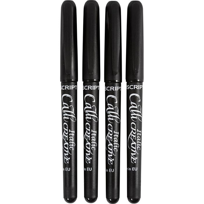 Kalligrafie-Marker, Strichstärke 1,4+2,5+3,6+4,8 mm, Schwarz, 4 Stk/ 1 Pck