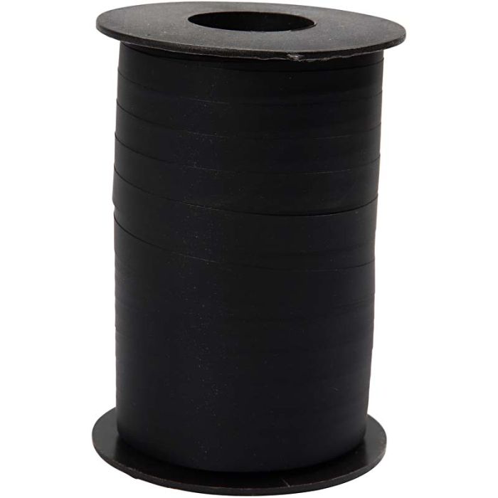 Geschenkband, B 10 mm, Matt, Schwarz, 250 m/ 1 Rolle