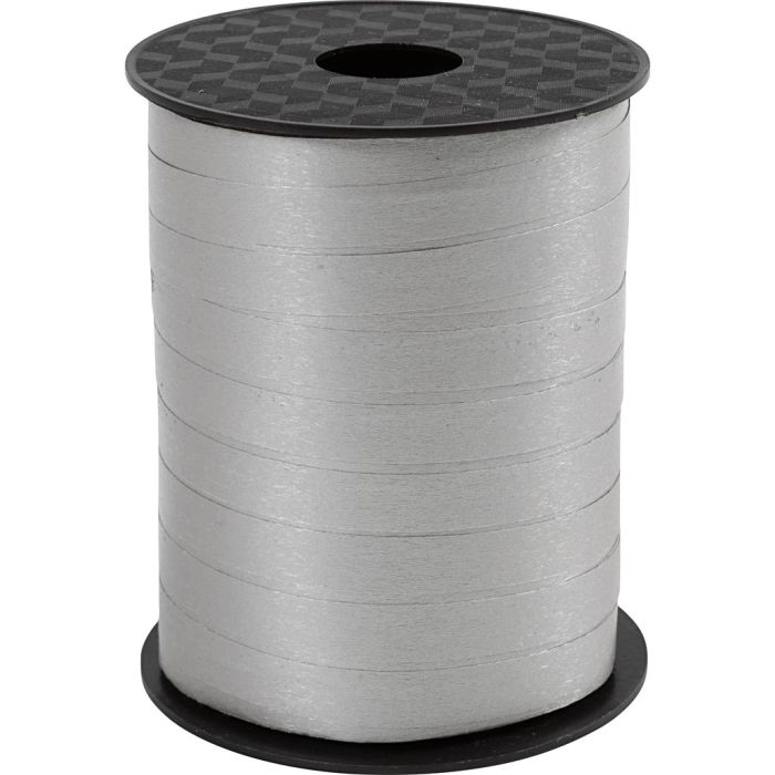 Geschenkband, B 10 mm, Matt, Silber, 250 m/ 1 Rolle