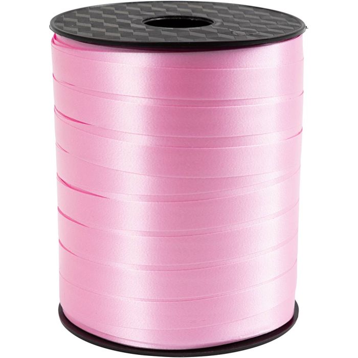 Geschenkband, B 10 mm, Glänzend, Hellpink, 250 m/ 1 Rolle