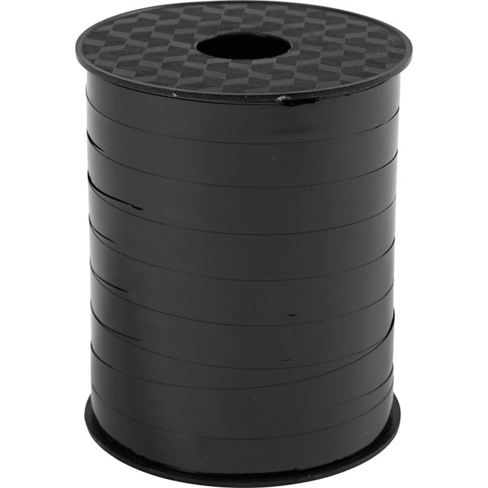 Kräuselband, B 10 mm, Glänzend,Metallic, Schwarz, 250 m/ 1 Rolle