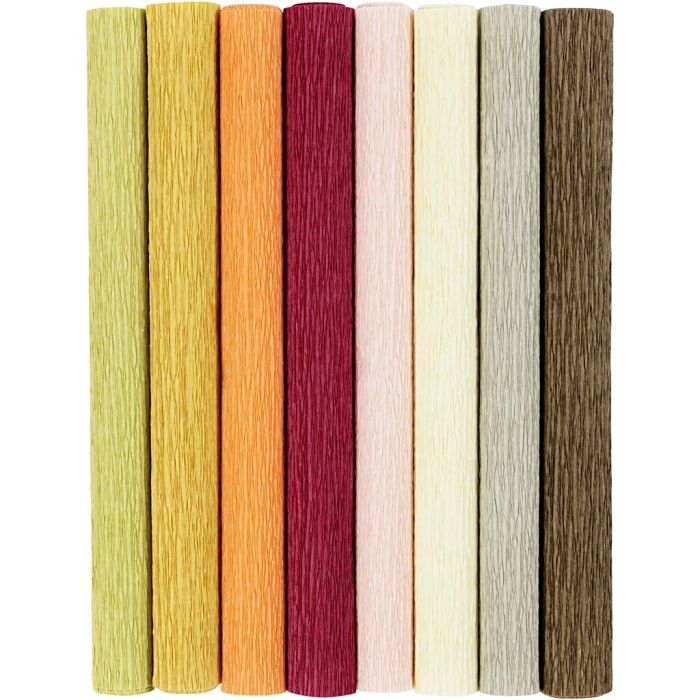 Krepppapier, Blatt 25x60 cm, Kreppanteil: 180%, 105 g, sanfte, dezente Farben, 8 Bl./ 1 Pck