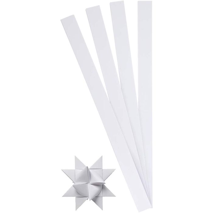 Papierstreifen für Sterne, L 45 cm, B 15 mm, D 6,5 cm, Weiß, 100 Streifen/ 1 Pck