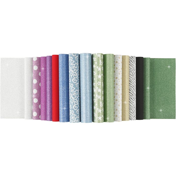 Papierblätter mit Glitter, A4, Blatt 210x297 mm, 150 g, 30 Bl./ 1 Stk