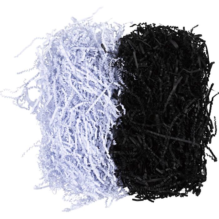 Papier-Füllmaterial, L 25-30 cm, B 3 mm, Schwarz, Weiß, 2x50 g/ 1 Pck